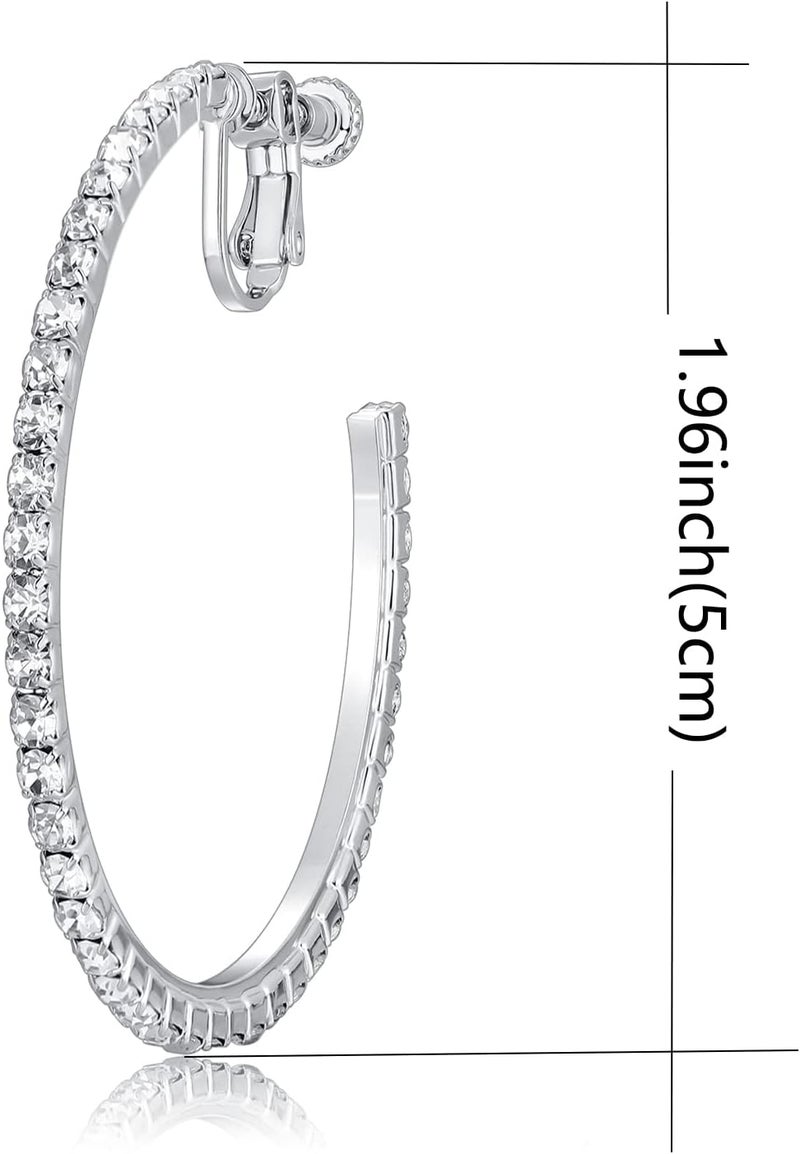 LAXPICOL Fashion Sparkly Austrian Circle Hoop Earrings Clip On Earrings For Women No Piercing Earrrings - Image 3